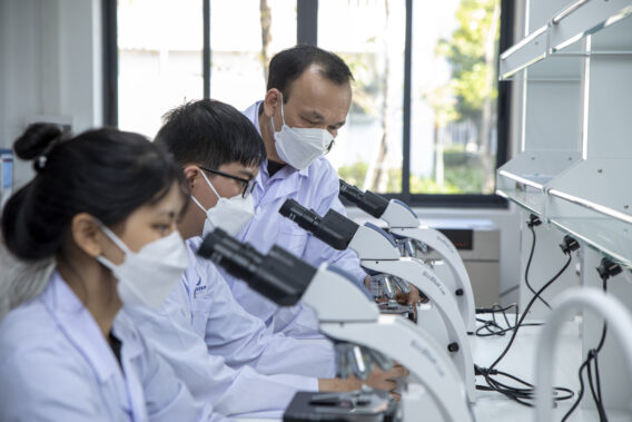 Sinh viên Đại học Phenikaa đang thực hành trong phòng lab hiện đại, nơi được trang bị các thiết bị công nghệ cao, giúp sinh viên tiếp cận và rèn luyện các kỹ năng chuyên môn thực tế, sẵn sàng đáp ứng yêu cầu của thị trường lao động.